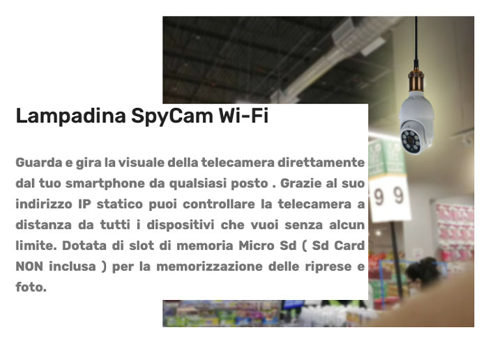 come funziona lampadina Spycam Wifi